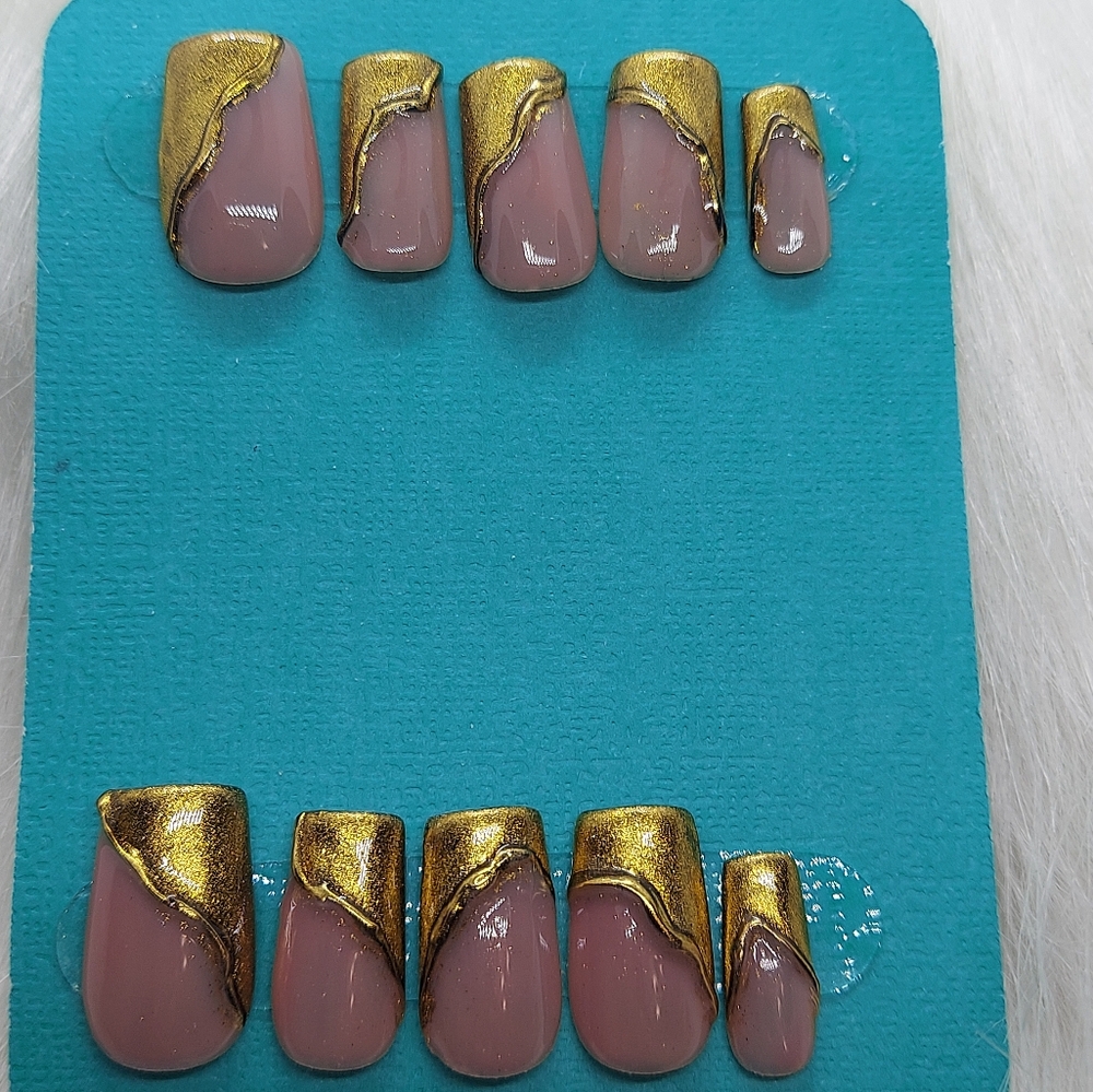 Gold Chrome Nails-Short